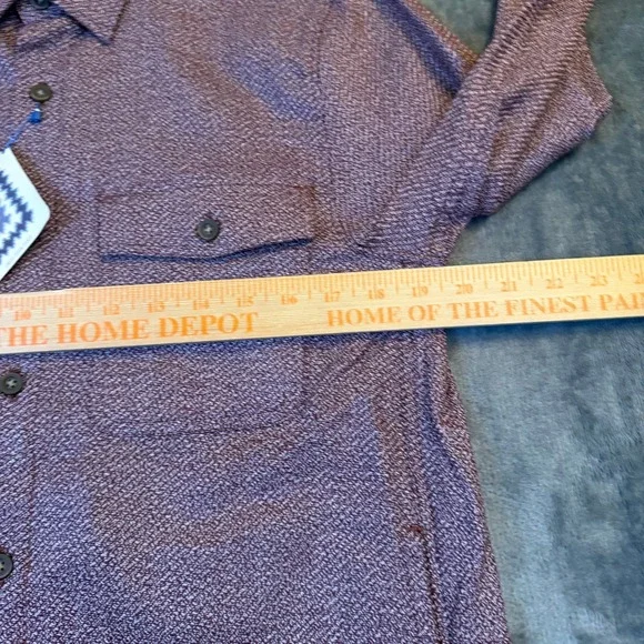 ROWM Taos Canyon Shirt Jacket Mens Small Burgundy Textured Heavyweight Button Up - Picture 9 of 12